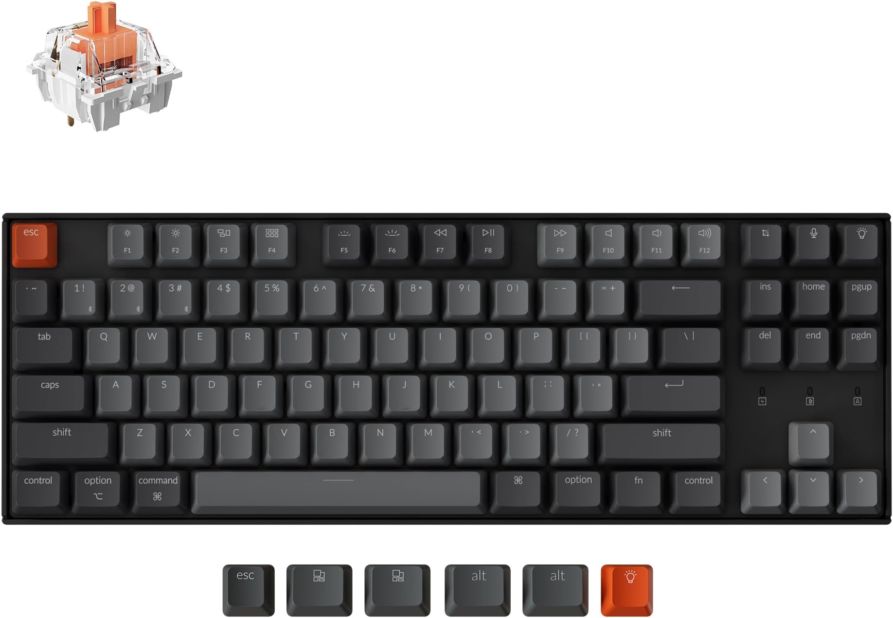 Keychron K8 Wireless Mechanical Keyboard – Silent Red Switch for Quiet Office and Gaming, TKL 87 Keys, Soft White LED Backlight, Bluetooth & USB-C Wired Connectivity, Compatible with Mac and Windows