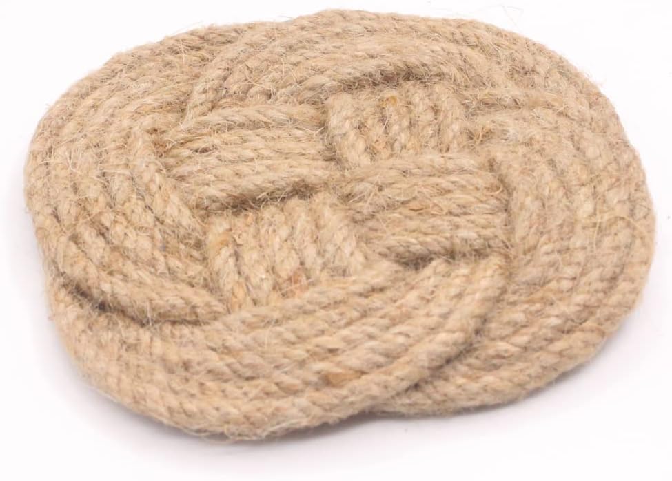 🛒 Crazy Deals RII Coasters for Beverages, Surface-Protecting, Vintage Woven Coasters for Table Care, Absorbs Moisture Well, Handcrafted Sailor Coaster Set with Hard Wooden Case, Set of 4