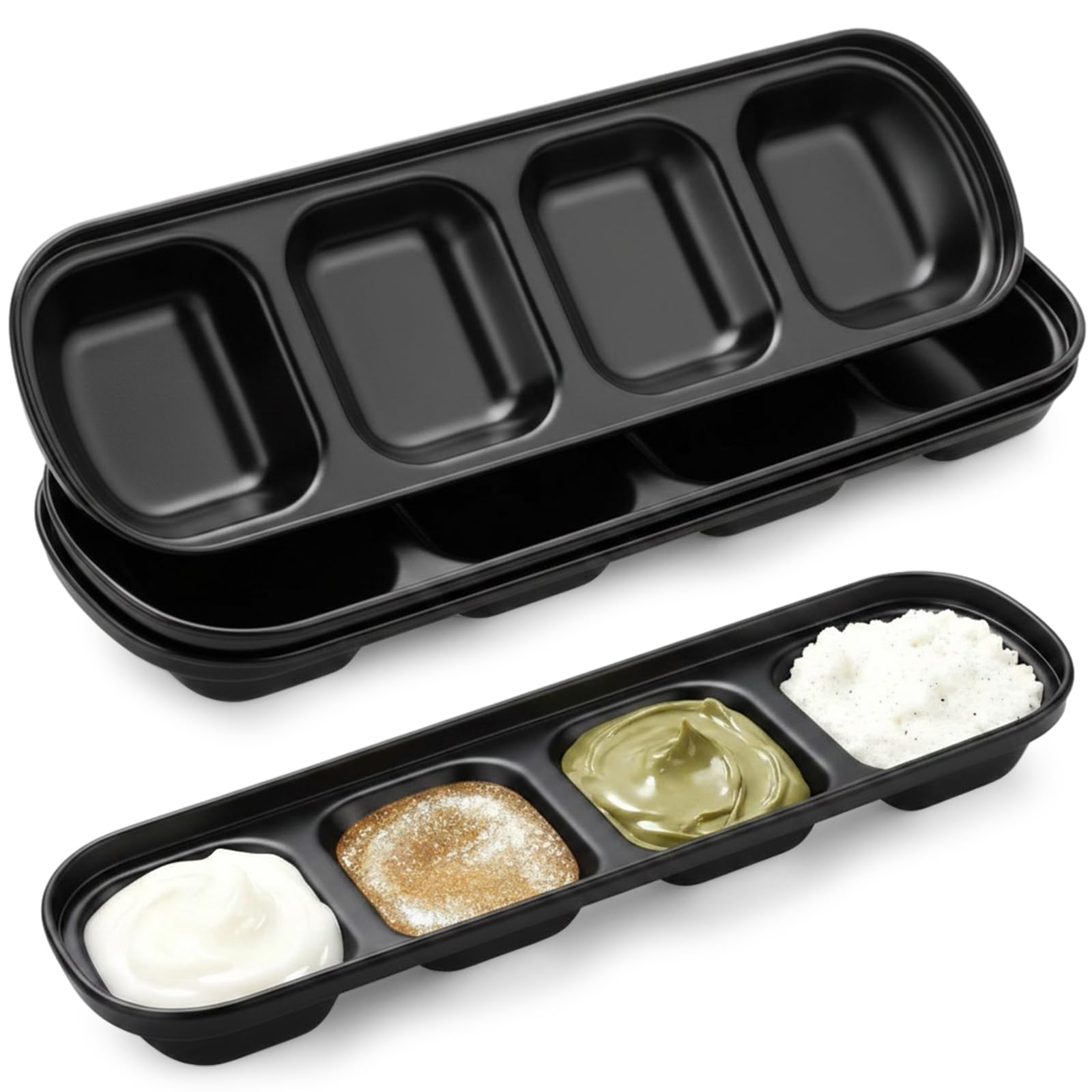 4 Pcs Esthetician Bowls Face Mask Tray ,Stainless Steel, Black, Large