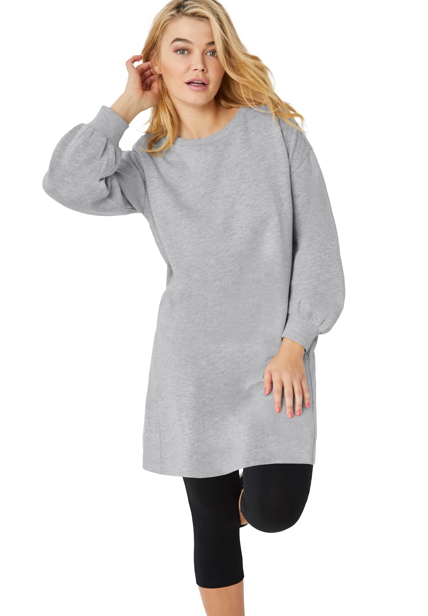 ellos French Terry Blouson Sleeve Sweatshirt Tunic Dress