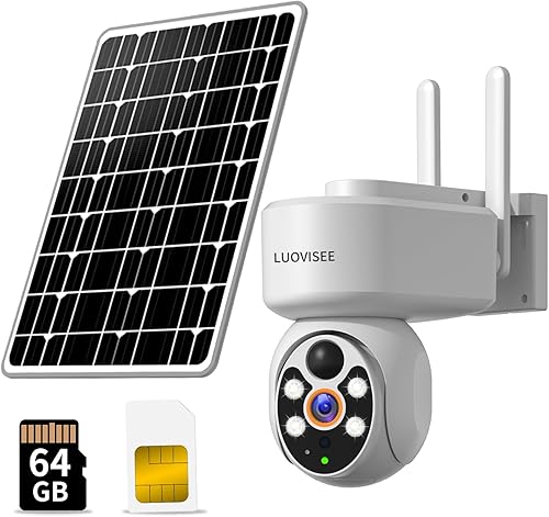 Cámara de seguridad celular 4G inalámbrica para exteriores, cámara de seguridad solar sin WiFi, incluye tarjeta de memoria de 64 GB y tarjeta SIM,