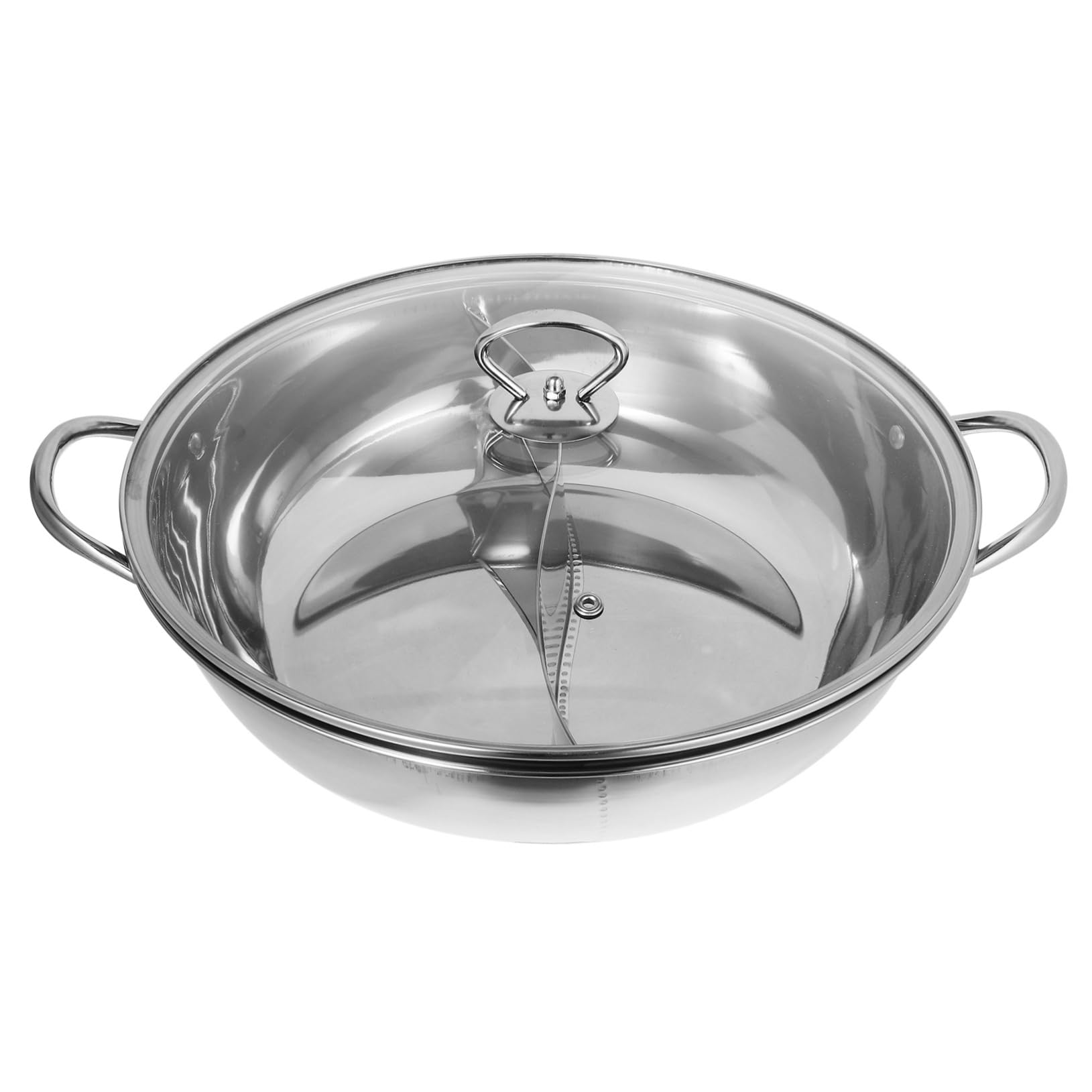 Cabilock 34cm Hot Pot Pan Set Stainless Steel Hot Pot with Divider Easy Clean Cooking