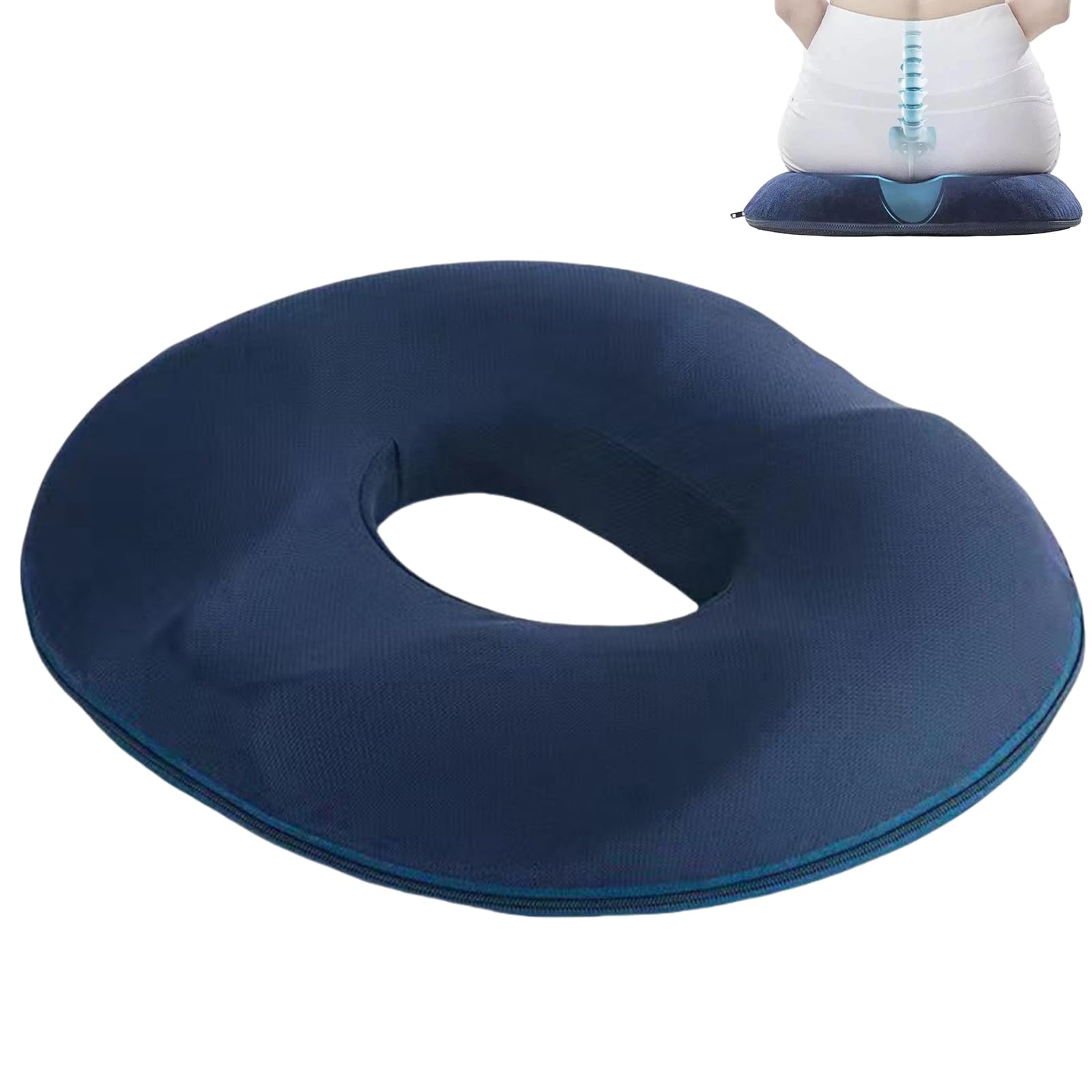Cuscino a ciambella Cuscino per emorroidi in memory foam 18x16 pollici con rivestimento in velluto Chiusura con cerniera per sollievo dal dolore per casa, ufficio, emorroidi