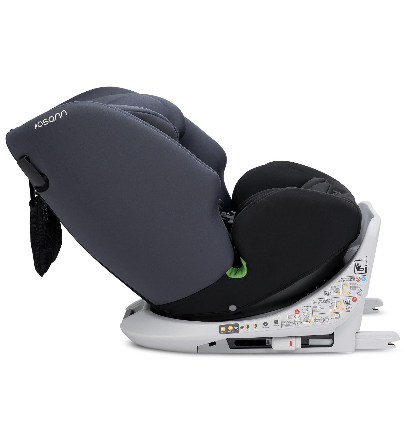 OSANN - Seggiolino Auto per Neonati/Bambini FOUR360 S Isofix I-Size - 40-150 cm - Nero - 14 Posizioni - Imbracatura a 5 punti, Rivolto in avanti/Rivolto all'indietro