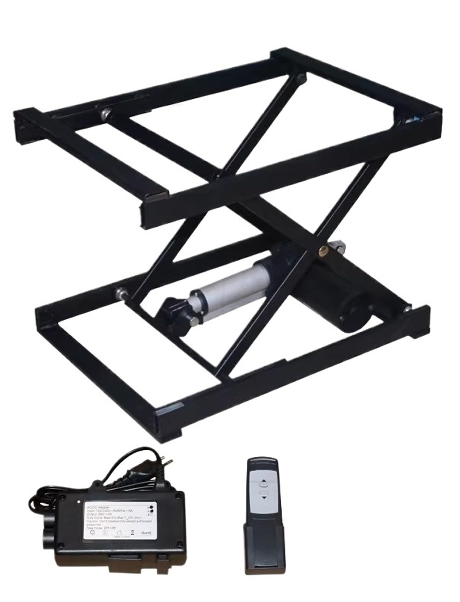 Mesa elevadora eléctrica de 150 kg, plataforma de altura ajustable, elevador de perfil bajo para manejo y transporte, modelo inalámbrico negro, perfecto para uso doméstico y taller