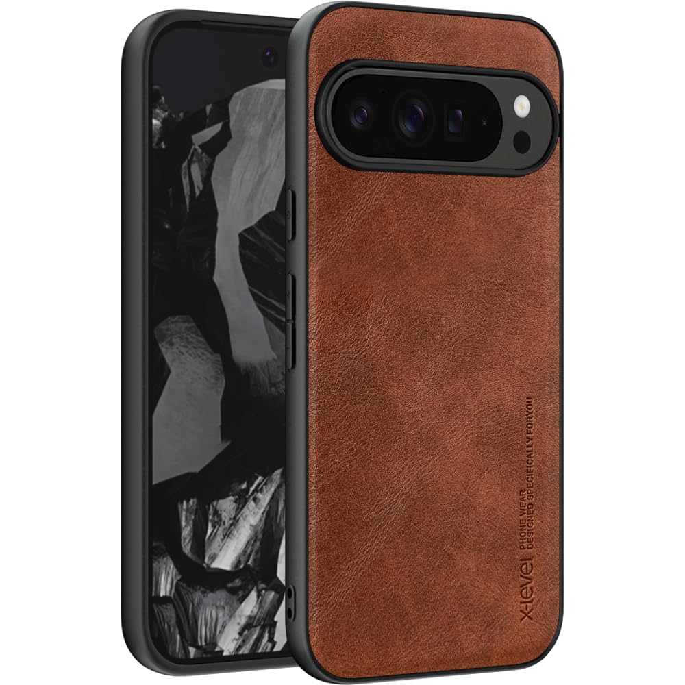 X-level Étui pour Google Pixel 9 Pro XL, étui fin en cuir PU, souple, résistant aux chocs, housse de protection pour Pixel 9 Pro XL (bleu