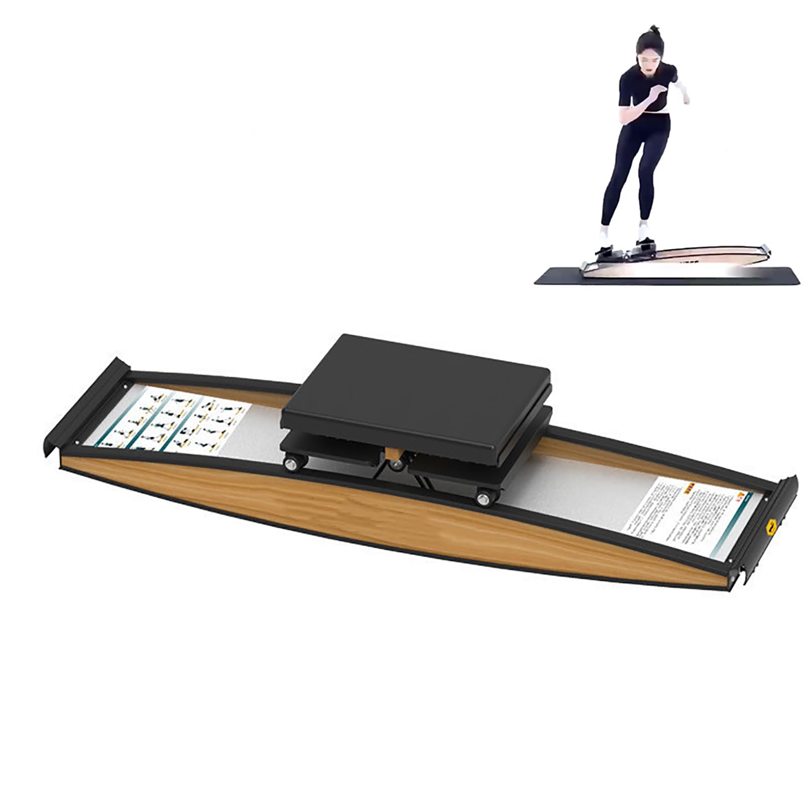Máquina De Entrenamiento Con Simulador De Esquí, Simulador De Entrenamiento De Esquí Con Rodillos De Goma Silenciosos, Carga De 150 Kg Y 6 Niveles De Resistencia Ajustable, Absorción De Impactos