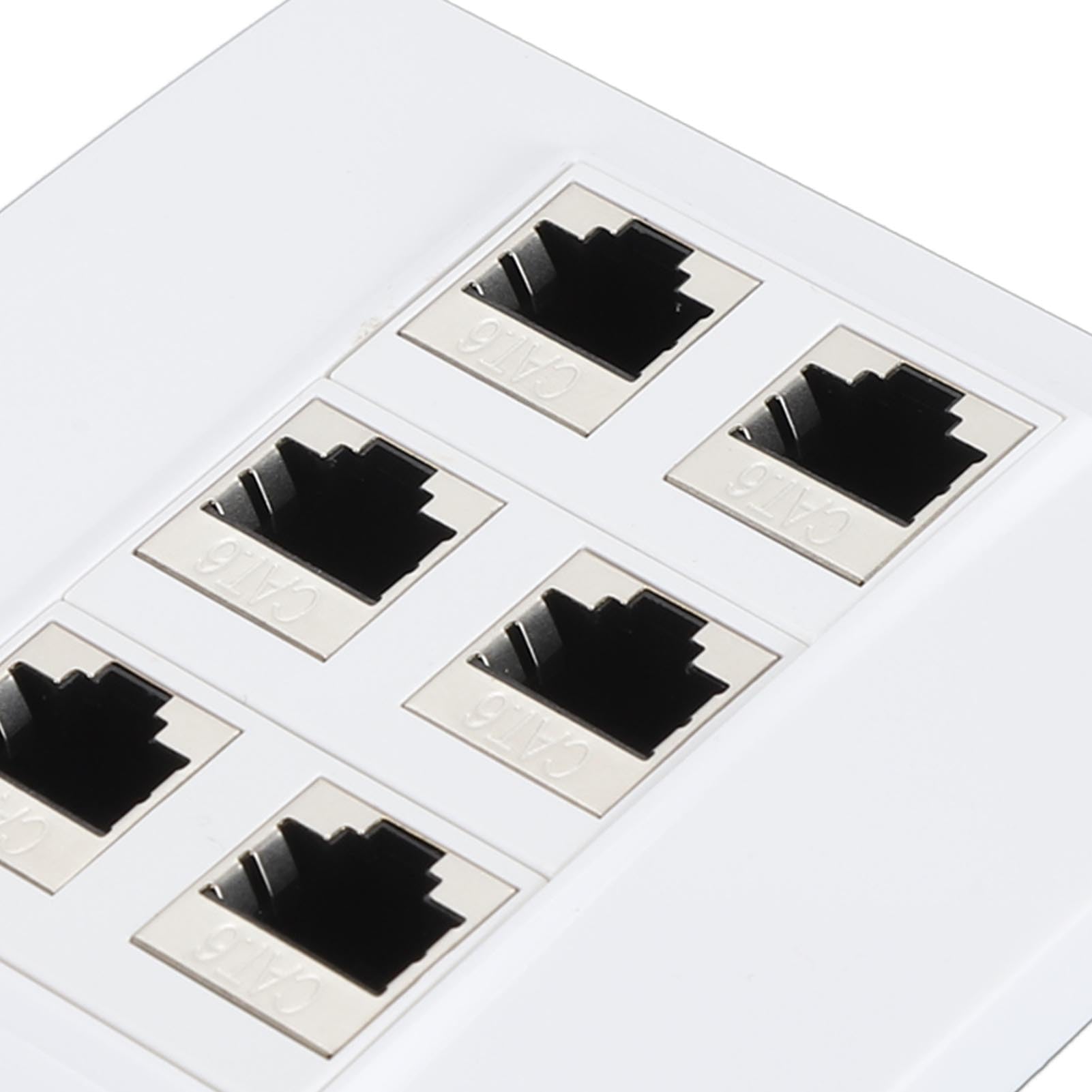 Piastra da Muro Ethernet Cat 6 a 6 Porte, Piastra da Muro Jack Keystone CAT6 86 X 86 Mm, Piastra da Muro Ethernet Cat 6 a 6 Porte, da Femmina a Femmina Staccabile Compatibile con