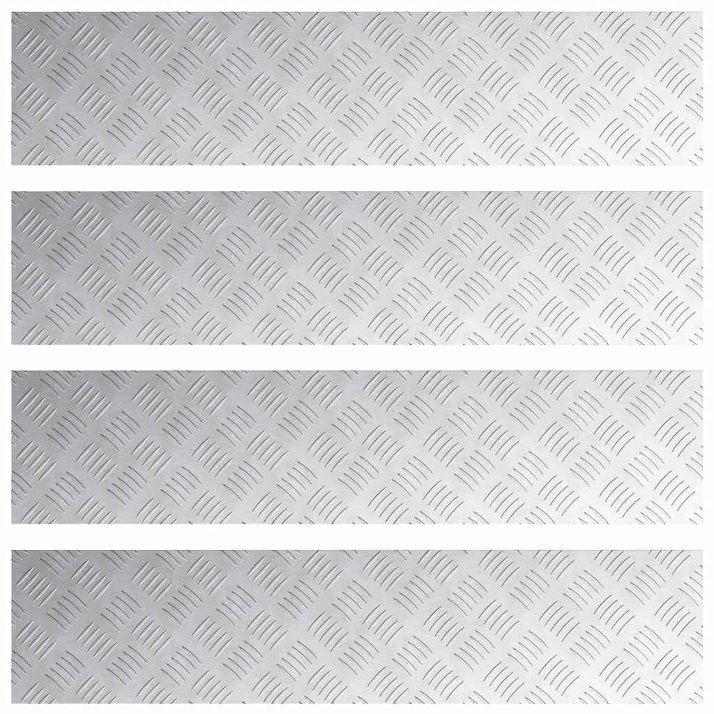 Hothingwell Stopień schodów aluminiowych 90x20 cm 4 sztuki srebrny | Antypoślizgowy wzór w kratkę, do użytku na zewnątrz, łatwa pielęgnacja, nowoczesny design