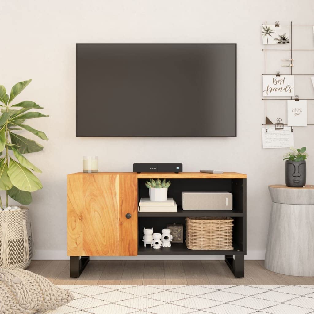 vidaXL Meuble TV 80x33x46 cm Bois d'acacia Solide et d'ingénierie, Support TV, Armoire média, Armoire HiFi, unité TV, Meuble multimédia