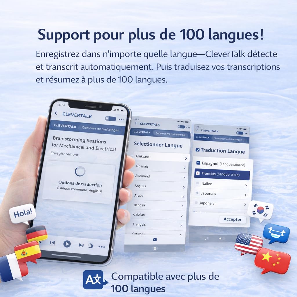 CleverTalk Heart Enregistreur Vocal avec IA | Activation Vocale | App Mobile, Mac, Windows et Web | Cloud Européen RGPD | 64GB | Audio HD 1536kbps | USB-C