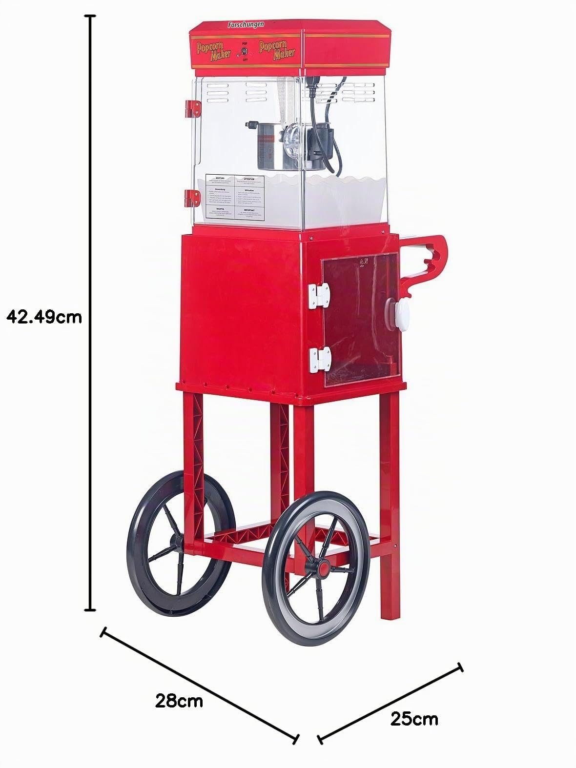 Rosenstein & Söhne Popcorn Geräte: Profi-Popcorn-Maschine "Cinema" mit Rollwagen im Retro-Design (Maschinen Gastro, Retro Maker)