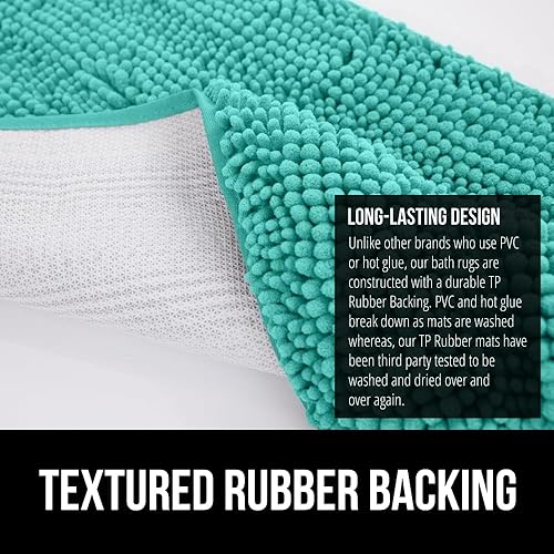 Vista 249 de Gorilla Grip - Tapete de baño de 30” x 20”, de felpilla gruesa, suave y absorbente, secado rápido, de microfibra, con reverso de caucho, para piso