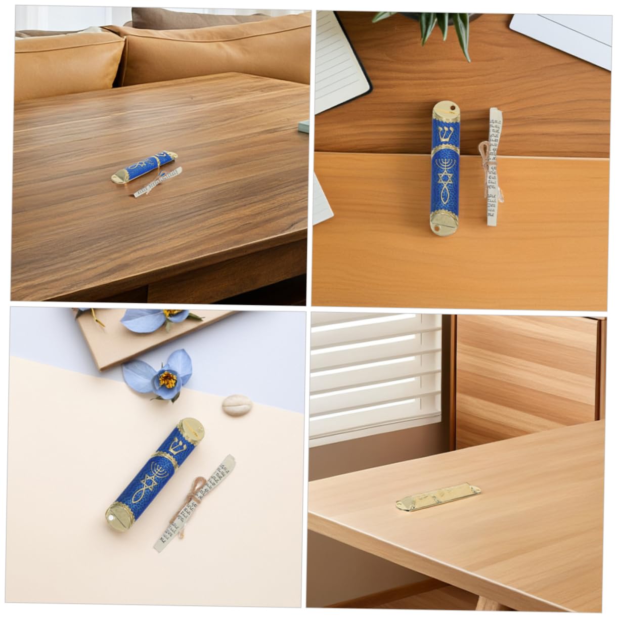 POPETPOP 2 Zestawy Metalowych Mezuzach z Zwojem Żydowski Metalowy Plakietka Drzwi Błogosławieństwo Mezuzah Do Drzwi Zewnętrznych Dekoracja Domu Prezent Parapetówkę Tradycyjna Judaika