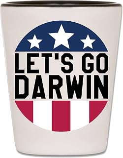 Let's Go Darwin Shot Glass - Funny Democrat Meme Shooter Barware Cup for Liberals - 1.5 oz