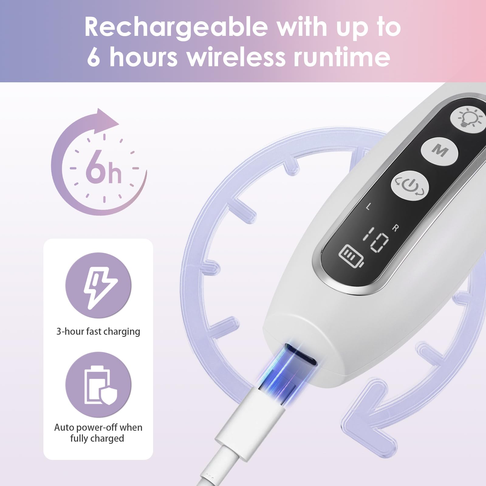 Cordless Electric Nail Drill Kit, Rechargeable Nail File with 360° LED Light & LCD Display - Image 4