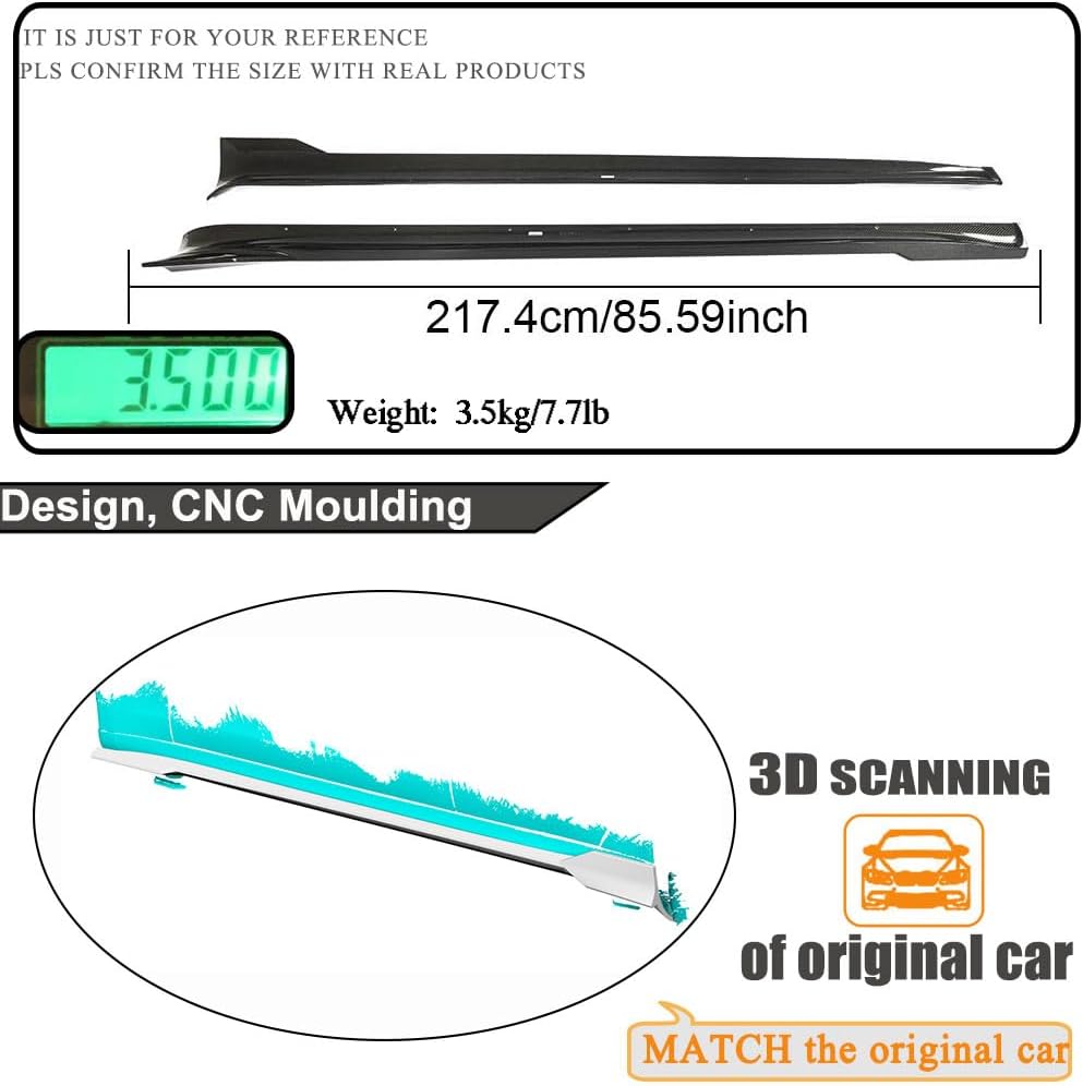 MCARCAR KIT Real Carbon Fiber Side Skirts for Tesla Model S Plaid 2021-2023 Under Door Rocker Panels Valance Extension Lip Factory Outlet