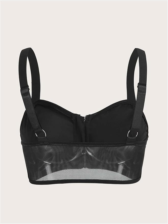 OYOANGLE Women's PU Leather Zip Up Bustier Crop Top Push Up Adjustable Straps Bra Bralettes