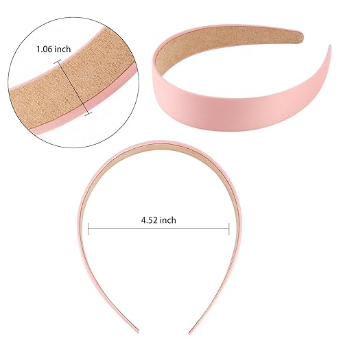 Miniatura 7 de VELSCRUN Diademas para mujeres y niñas, diadema rosa satinada de 1.3 pulgadas, bandas anchas para el cabello de mujer, bandas de pelo de moda,
