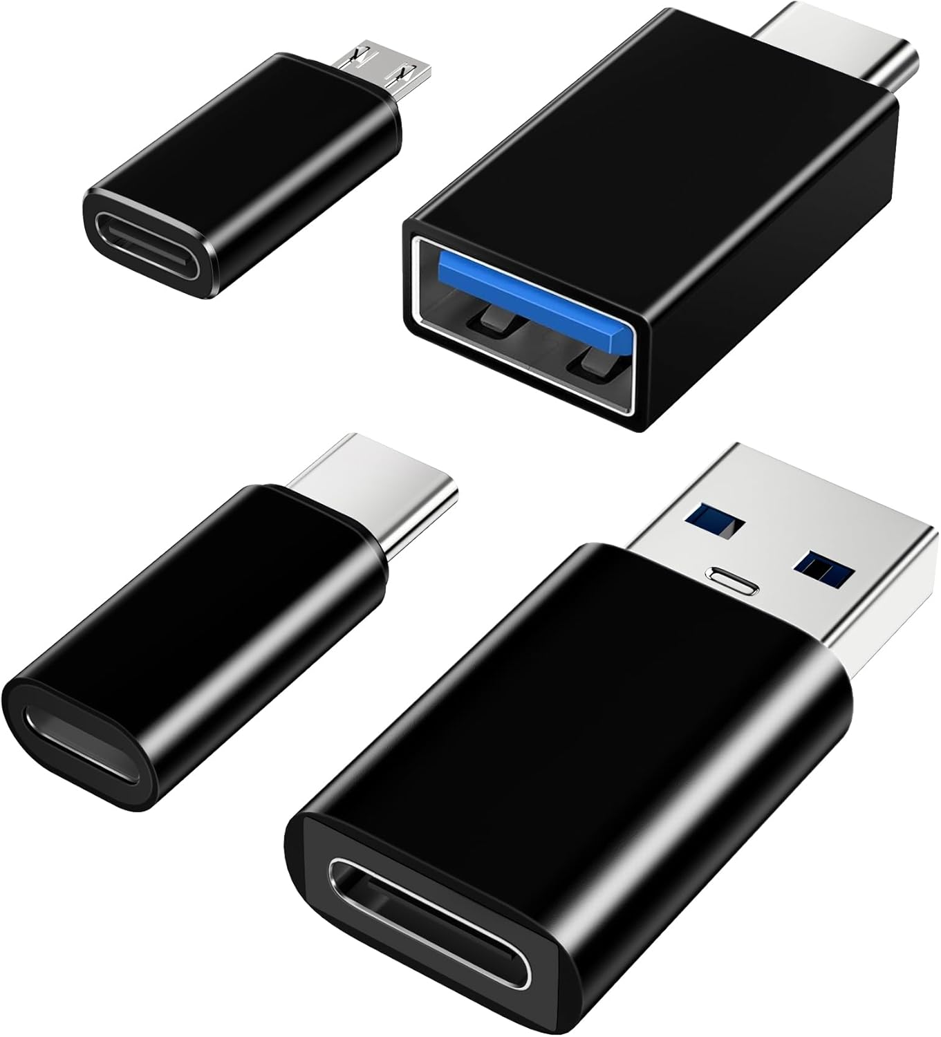4 Stück USB C Adapter, USB C zu USB 3.0 OTG Adapter, Micro USB auf USB
