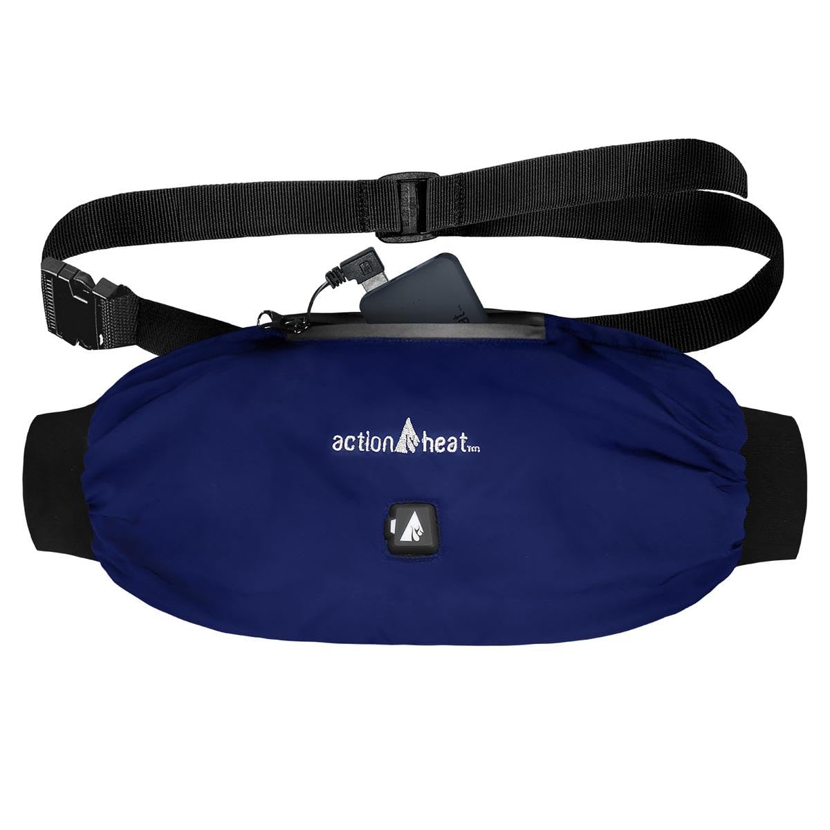 ActionHeat 5V Battery Heated Hand Warmer Muff – Built-in Heating Panel, Adjustable Strap, 3 Heat Settings Navy
