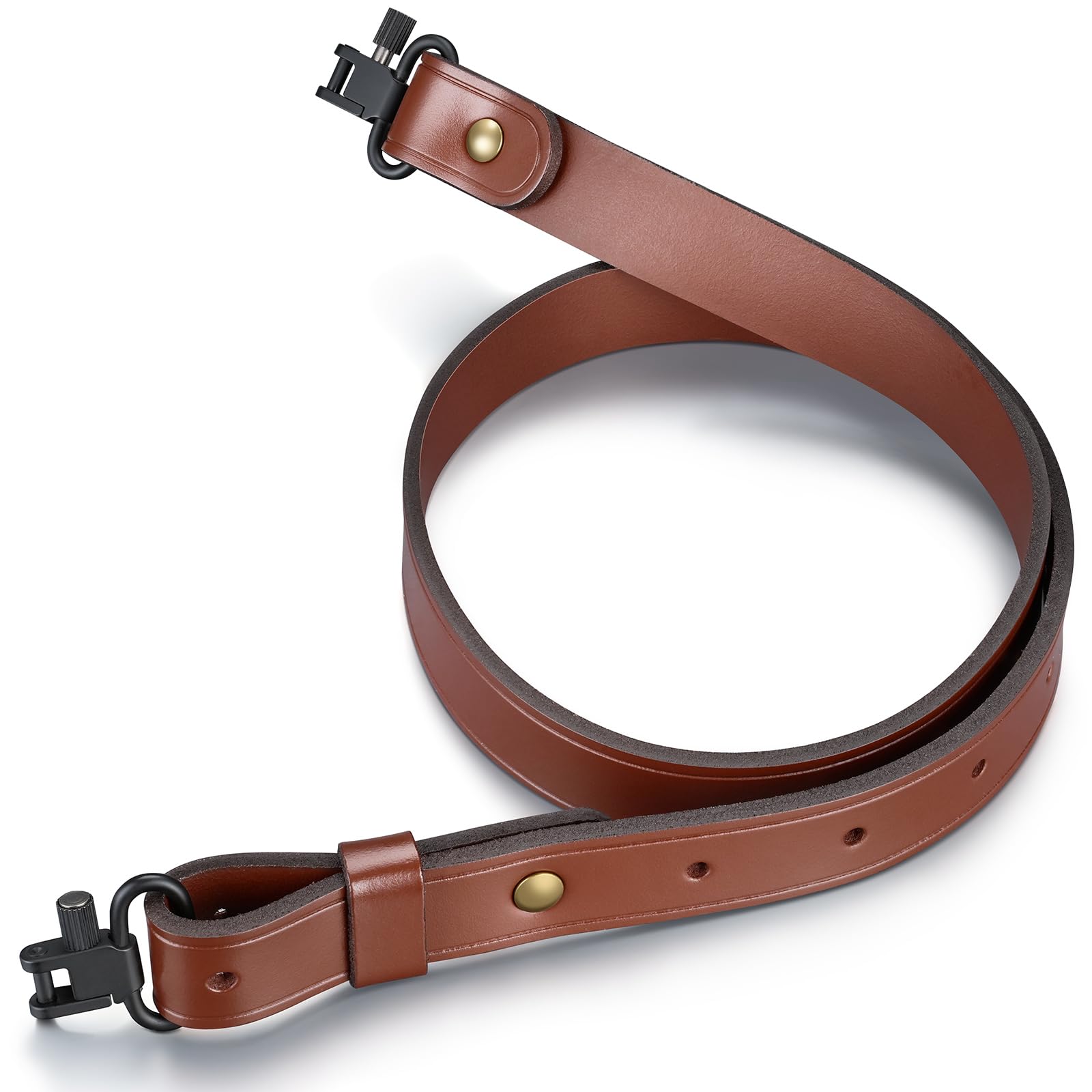 CVLIFE Two Point Sling Leather Gun Sling with Removable Swivels, Adjustable Leather Rifle Sling for Outdoor Sports