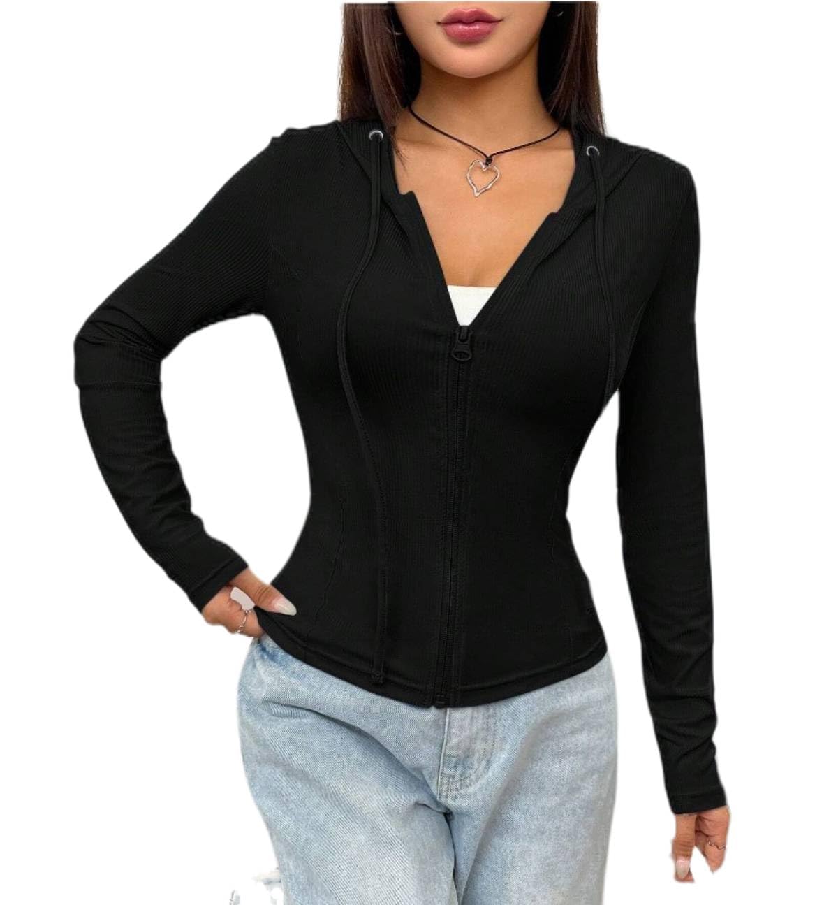 Women's Western Long Sleeve Cute Girl Jacket Sweatshirts Casual Zip Up Hoodie for Women & Girls