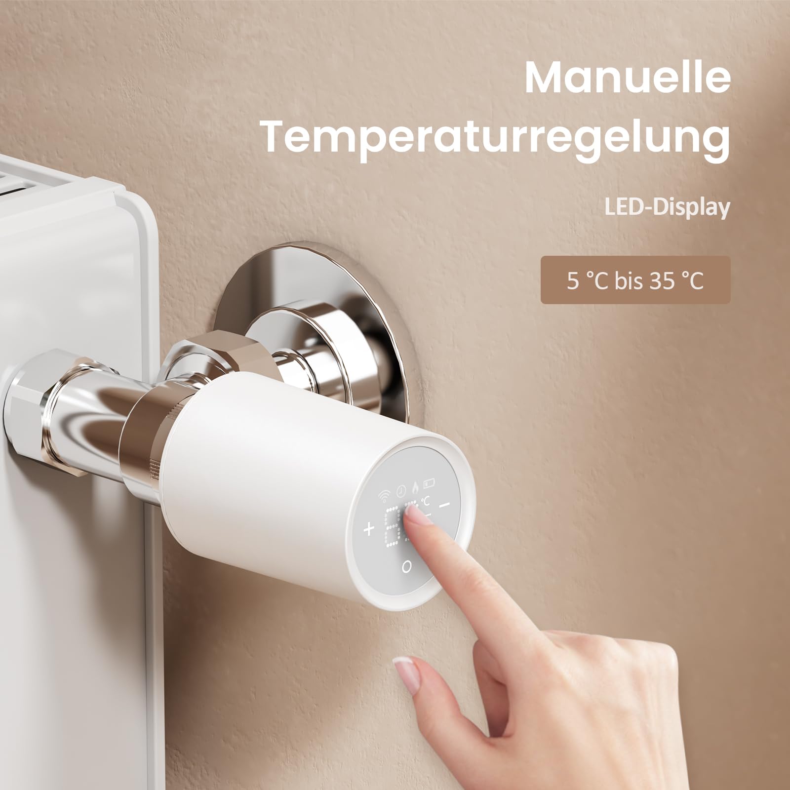 EMKE Smart Heizkörperthermostat Kit, Intelligenter Heizungsthermostat inklusive Tuya Zigbee 3.0 Gateway mit App-Funktion, kompatibel mit Alexa & Google Home, M30*1,5mm, 6 Adapter