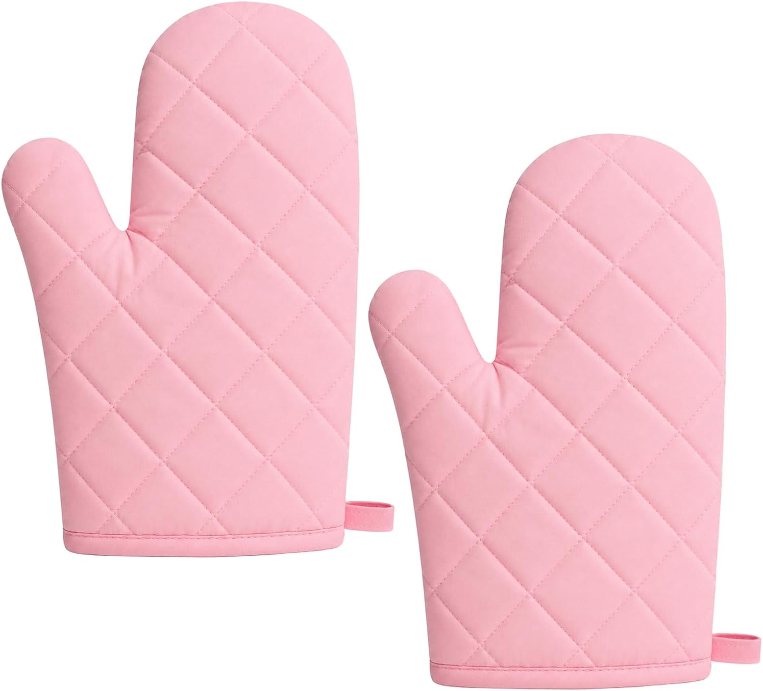 1Pair Pink Oven Mitts 392°F Heat Resistant Cotton Kitchen Mittens