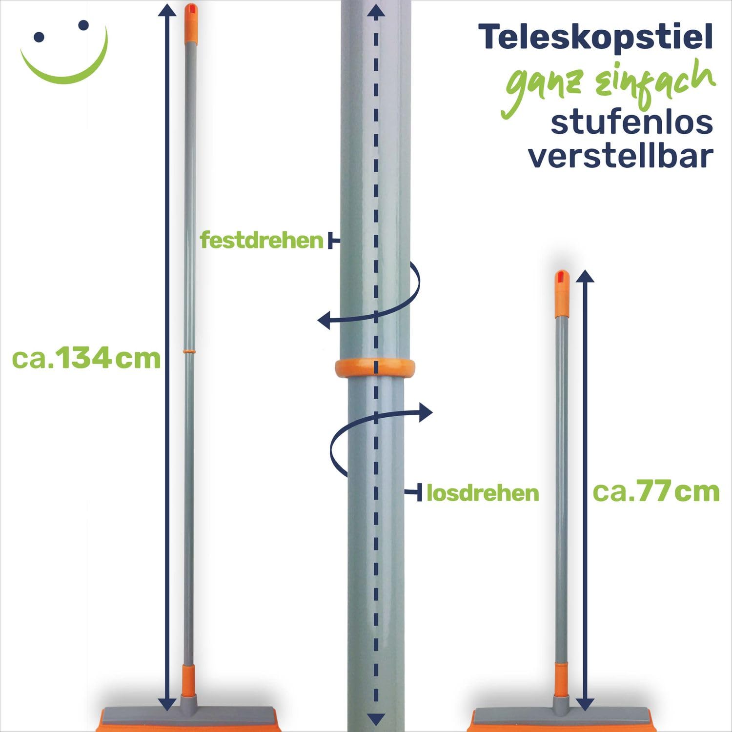 Gravidus 3-teiliges Kehrset: Besen, Handbesen u. Schaufel mit Gummiborsten