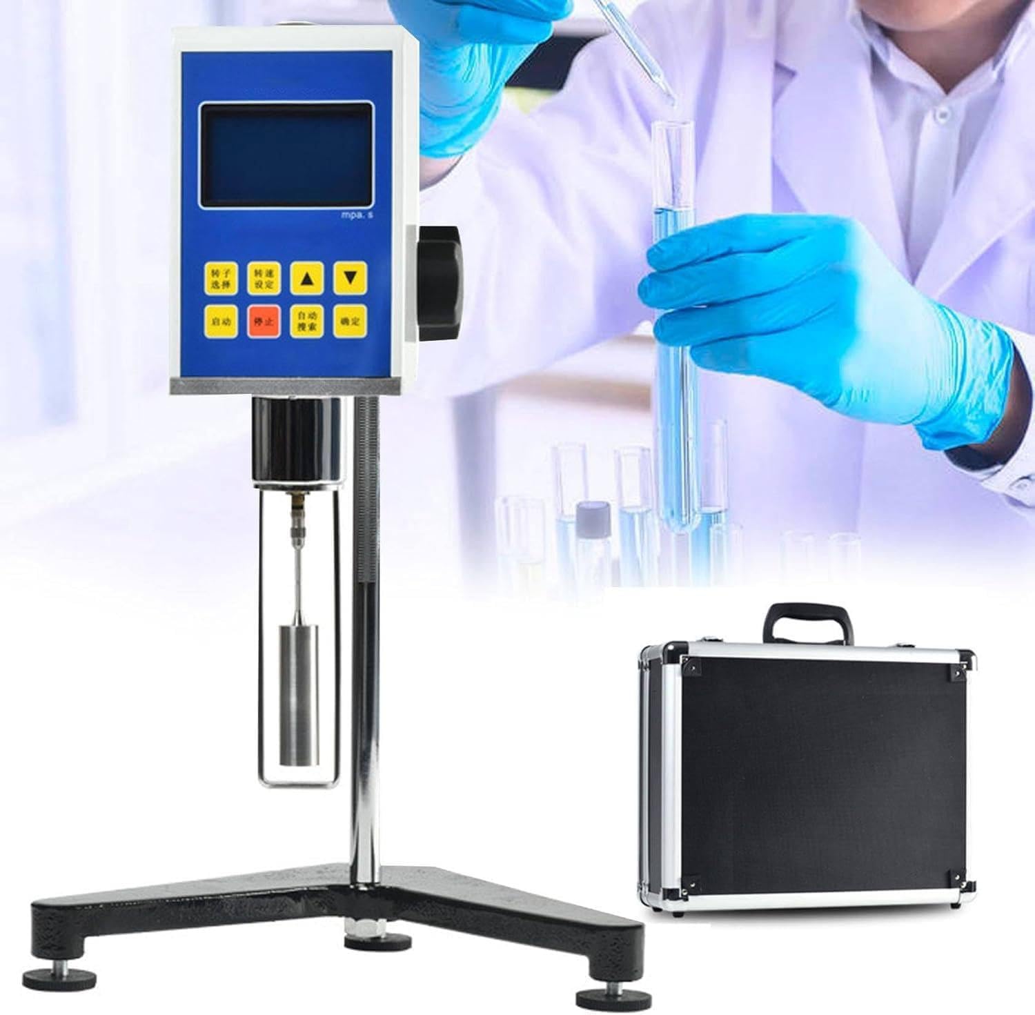 Digitales Rotationsviskosimeter mit Rotoren und Temperatursonde, tragbares Viskositätsmessgerät für Flüssigkeiten, ideal für Erdöl- und Bauanwendungen