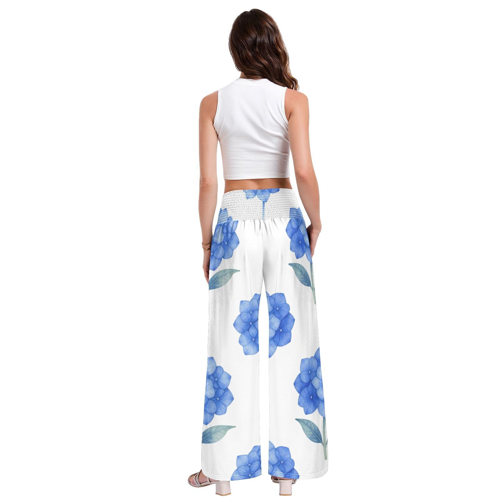 Blue Hydrangea - Pantalones de yoga para mujer, resistentes a las arrugas, pantalones casuales de viaje