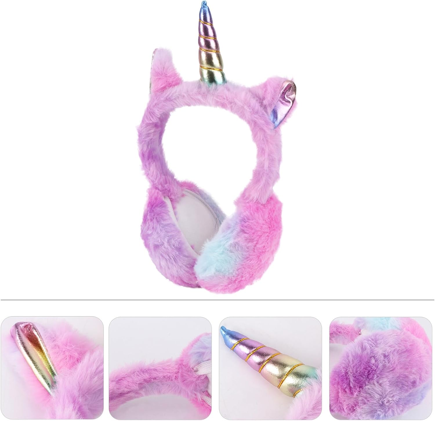 Alipis Unicorn Earmuffs Plush Girl Ear Warmer Winter Warm Fuzzy Ear Covers Soft Purple Cold Weather Accessories for Women