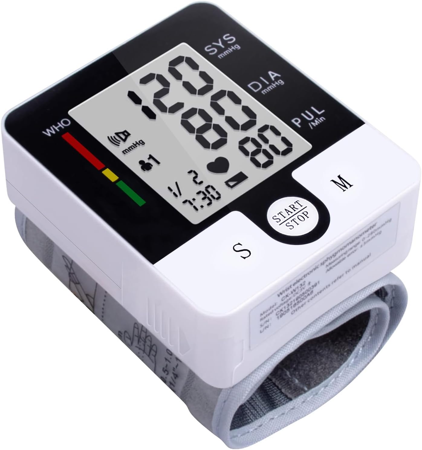 Wrist Blood Pressure Monitor for Home Use, Automatic Talking Wrist Blood Pressure Cuff, Adjustable BP Cuff for Adult Digital Large LCD Display with Battery and Carrying Case