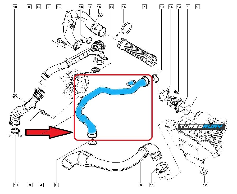 Reemplazo de Manguera Turbo Intercooler - Compatible con RENAULT CLIO III y Compatible con RENAULT MODUS, Compatible con RENAULT GRAND MODUS - Número OE 8200748681