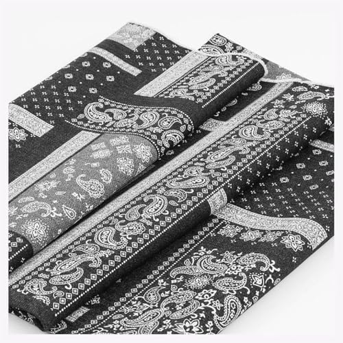 Tissu denim imprimé en coton bleu et noir de 1.5x4m pour la couture de sacs et loisirs créatifs
