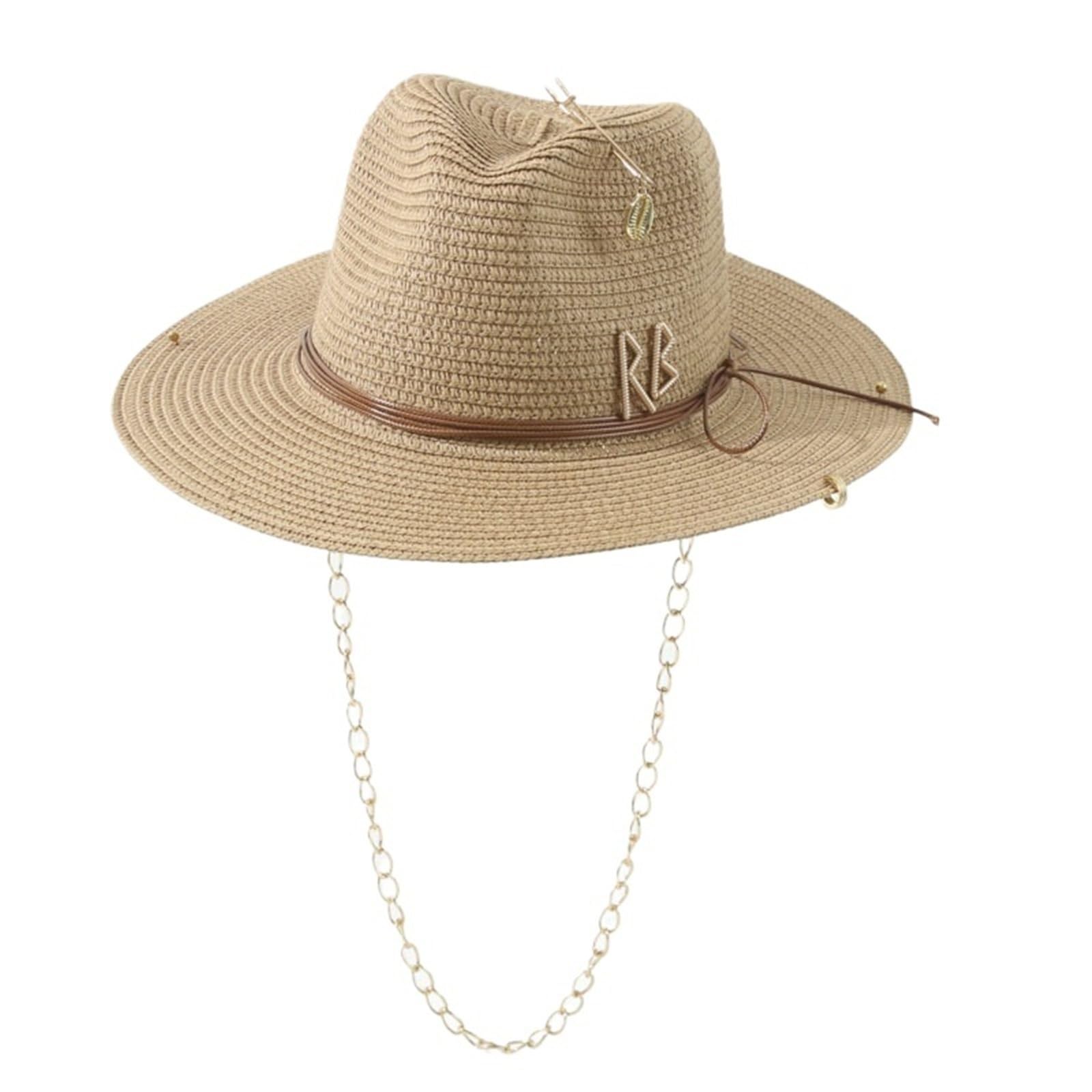 Cappello da Spiaggia in Paglia Premium, Classico Cappello da Sole a Tesa Larga per Donna, Accessorio per Le Vacanze e la Protezione Solare
