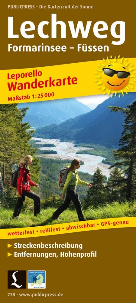 Lechweg, Formarinsee - Füssen, Wanderkarte 1:25.000 = Lechweg, Formarinsee - Füssen, hiking map 1:25,000