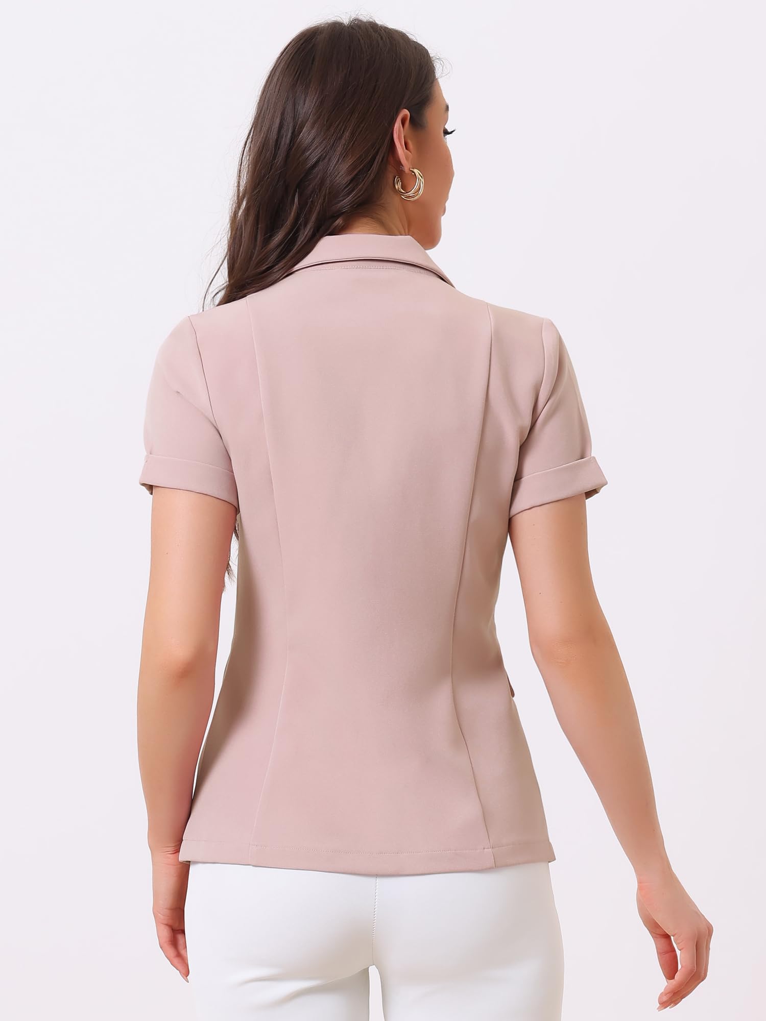Allegra K Blazer Manches Courtes Femme avec 1 Bouton Veste De Costume De Bureau
