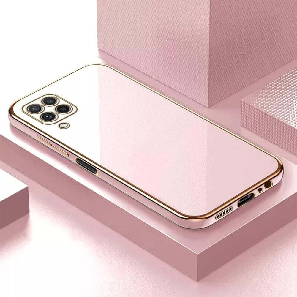 Erams Online for Samsung Galaxy M32 4G / M32 Prime Luxury Square Plating Case Solid Color Soft Silicone Back Cover for Samsung Galaxy M32 4G / M32 Prime (Pink)