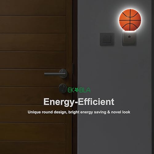 Miniatura 6 de EKOBLA Luz nocturna de baloncesto con diseño deportivo de pelota americana, luces nocturnas enchufables con sensor de atardecer a amanecer para