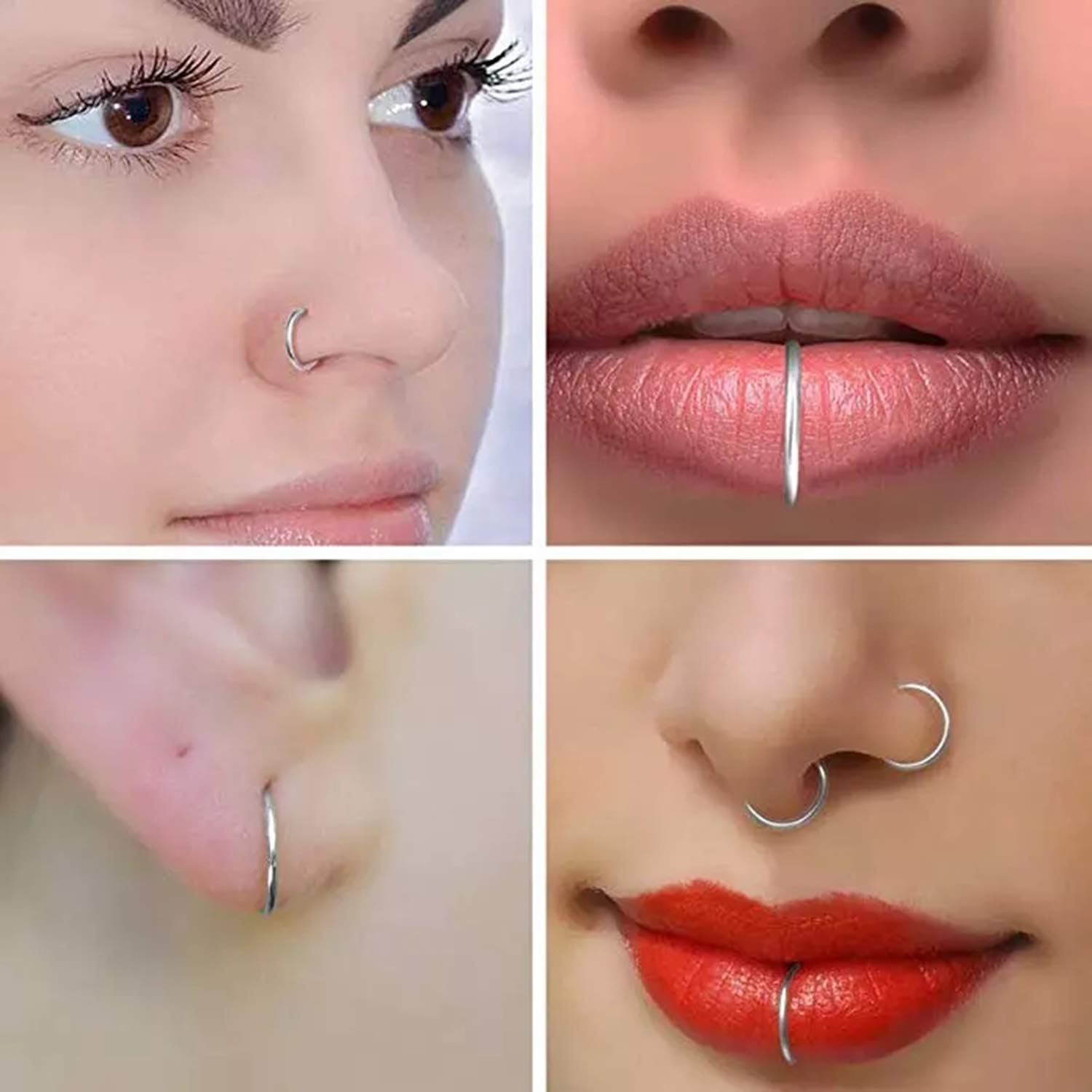 Septum Clicker G23 Titanium Nose Rings Hoop 16g Cartilage Earring Hoop 14mm Rainbow Septum Jewelry 16 Gauge Helix Earring Septum Ring Seamless Lip Rings Nose Piercing Jewelry Hoop Earrings for Mens