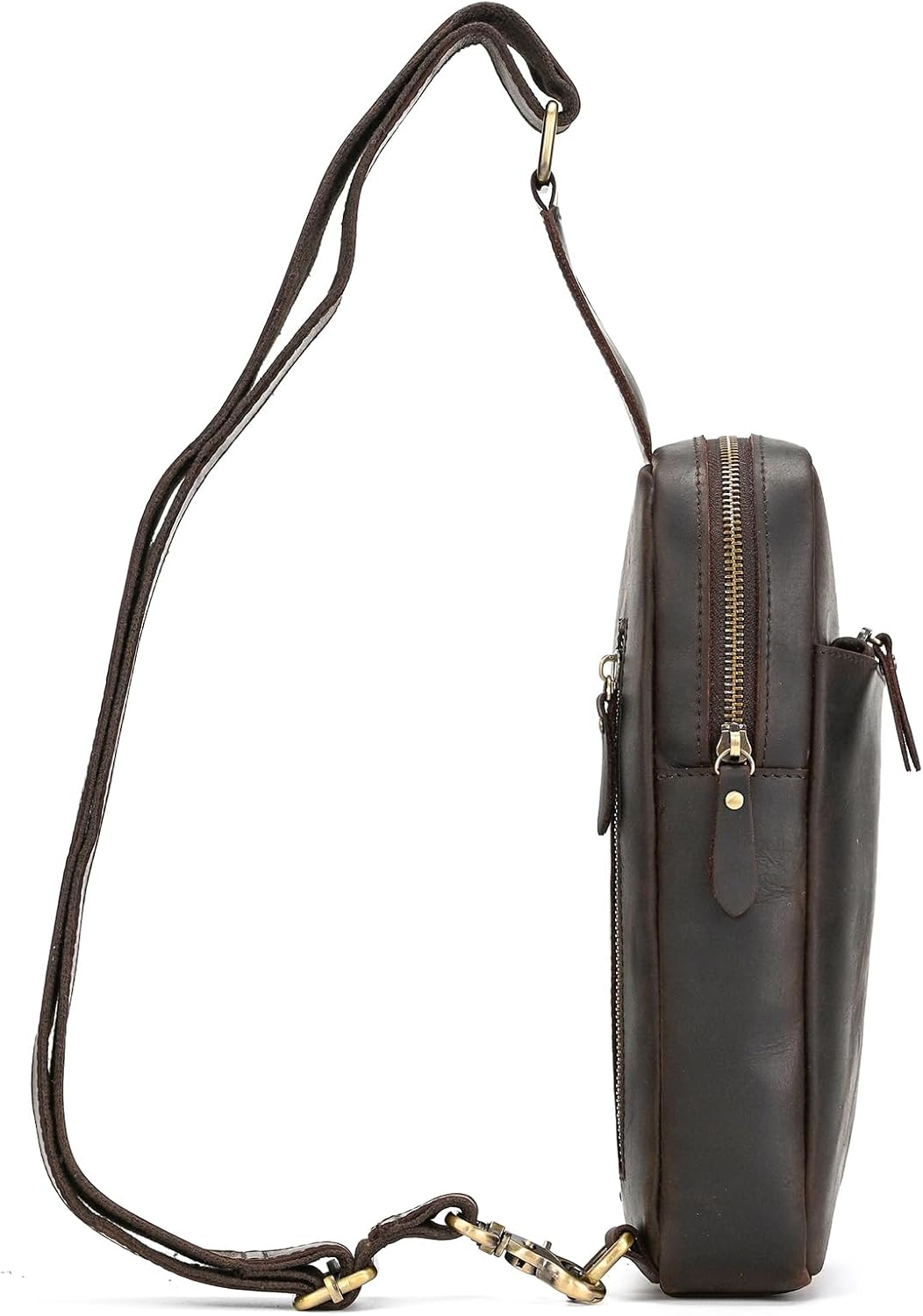 Leather Men Casual Travel Hiking Crossbody Chest Sling Bag Rig One Shoulder Strap Bag
