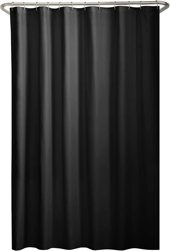 Zenna Home Fabric Shower Curtain Liner, Water Repellent Soft Microfiber Cloth Liner for Showers and Bathtubs, Washable Shower Curtain Fabric with Weighted Hem, 70 x 72 Inch, Black