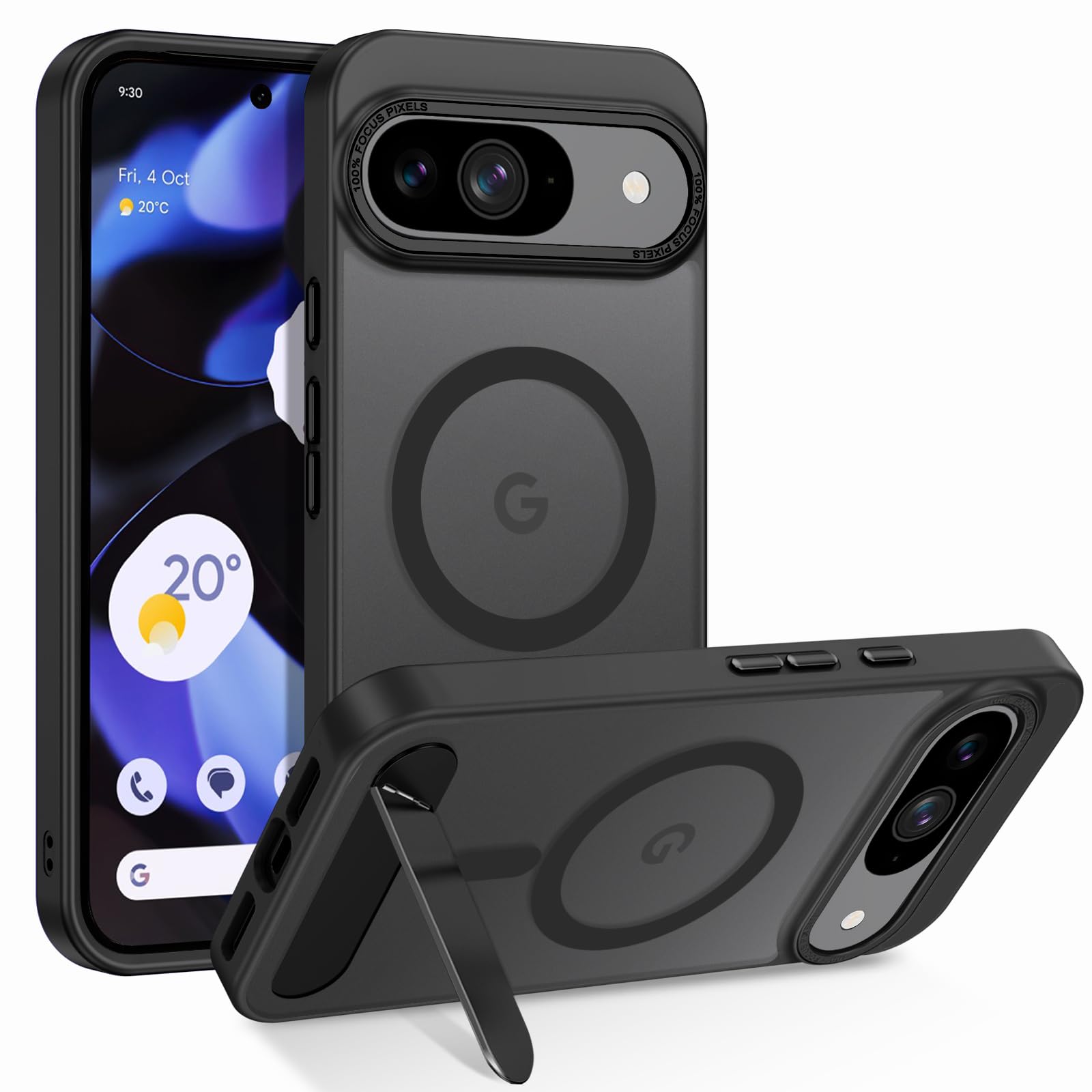 Coque Google Pixel 9 Pro antichoc mate MagSafe avec support invisible GaoBao - 8