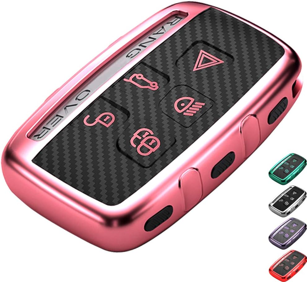 LcyamKey Fob Case Cover Compatible with LRX LR4 LR2 Sport XF XJ XE F-PACE Keyless Smart Key, Pink