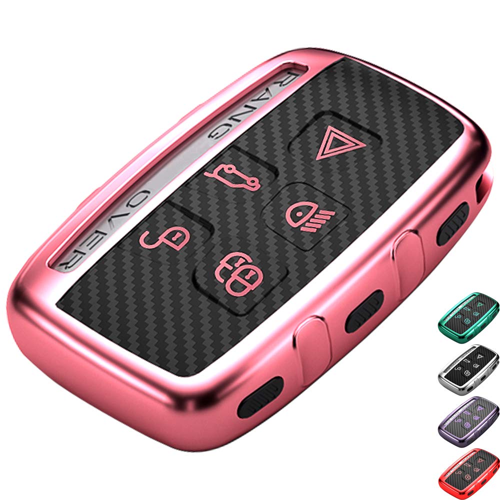 LcyamKey Fob Case Cover Compatible with LRX LR4 LR2 Sport XF XJ XE F-PACE Keyless Smart Key, Pink