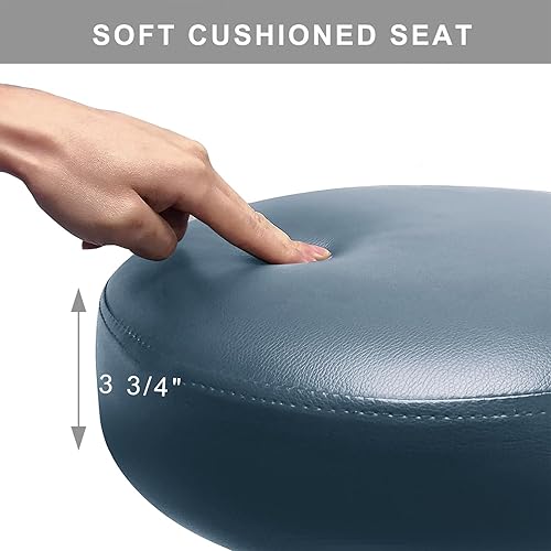 Vista 12 de Taburete de taller resistente con respaldo ergonómico, ruedas de goma con cerradura y reposapiés alto, giro de 360°, altura ajustable para banco