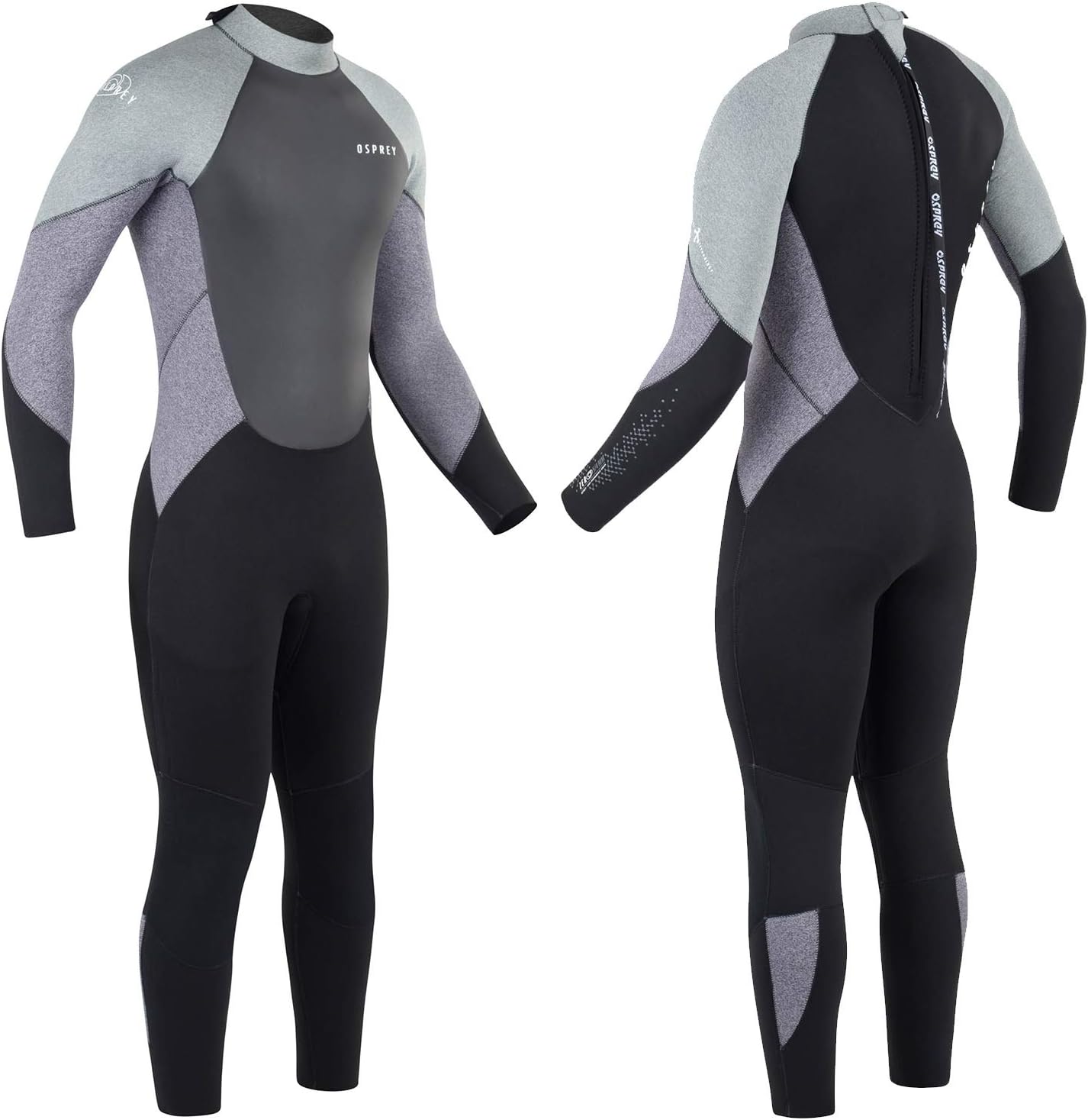 Mens Full Length 5mm Winter Wetsuit, Adult Neoprene Surfing Diving Wetsuit, Zero, Grey