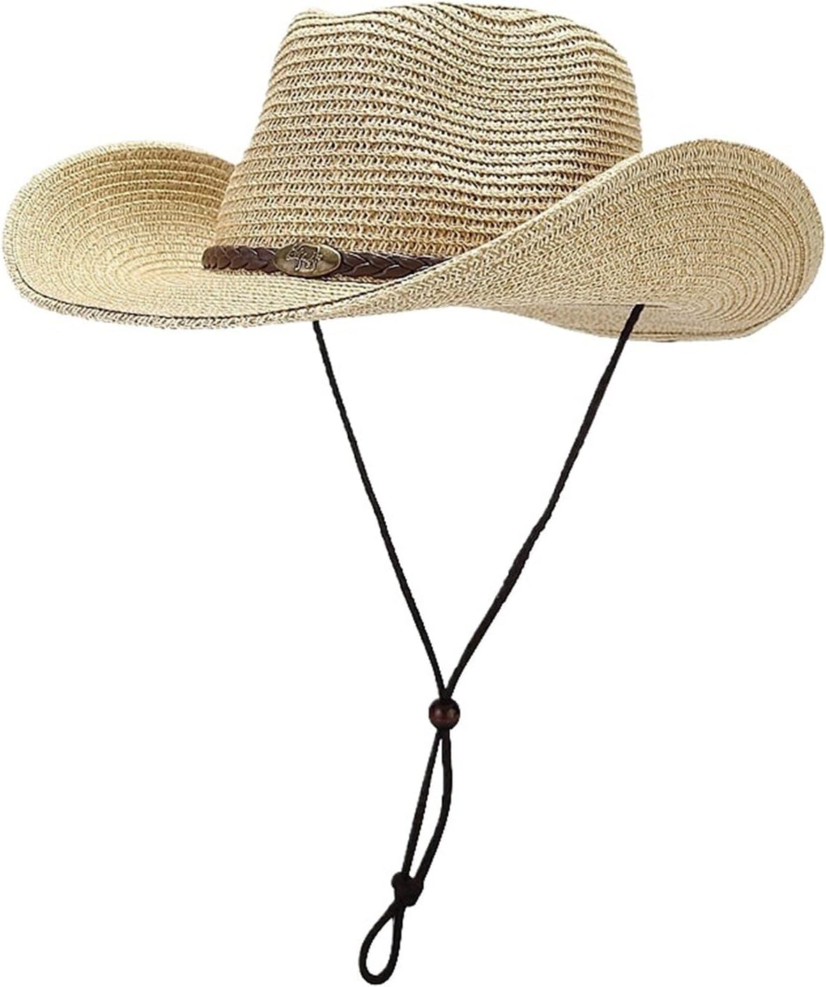 UPF50+ Wide Brim Sun Hat Outdoor Western Cowboy Fisherman Cap Adjustable Breathable Unisex for Men Women